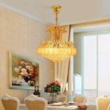 Luxury 8 Light Round Crystal Chandelier for Living Room Vintage Gold Silver Metal Pendant Light Fixture
