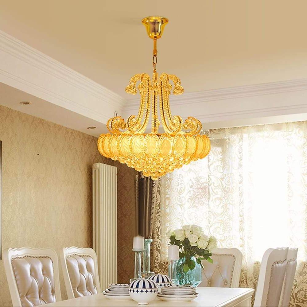 Luxury 8 Light Round Crystal Chandelier for Living Room Vintage Gold Silver Metal Pendant Light Fixture