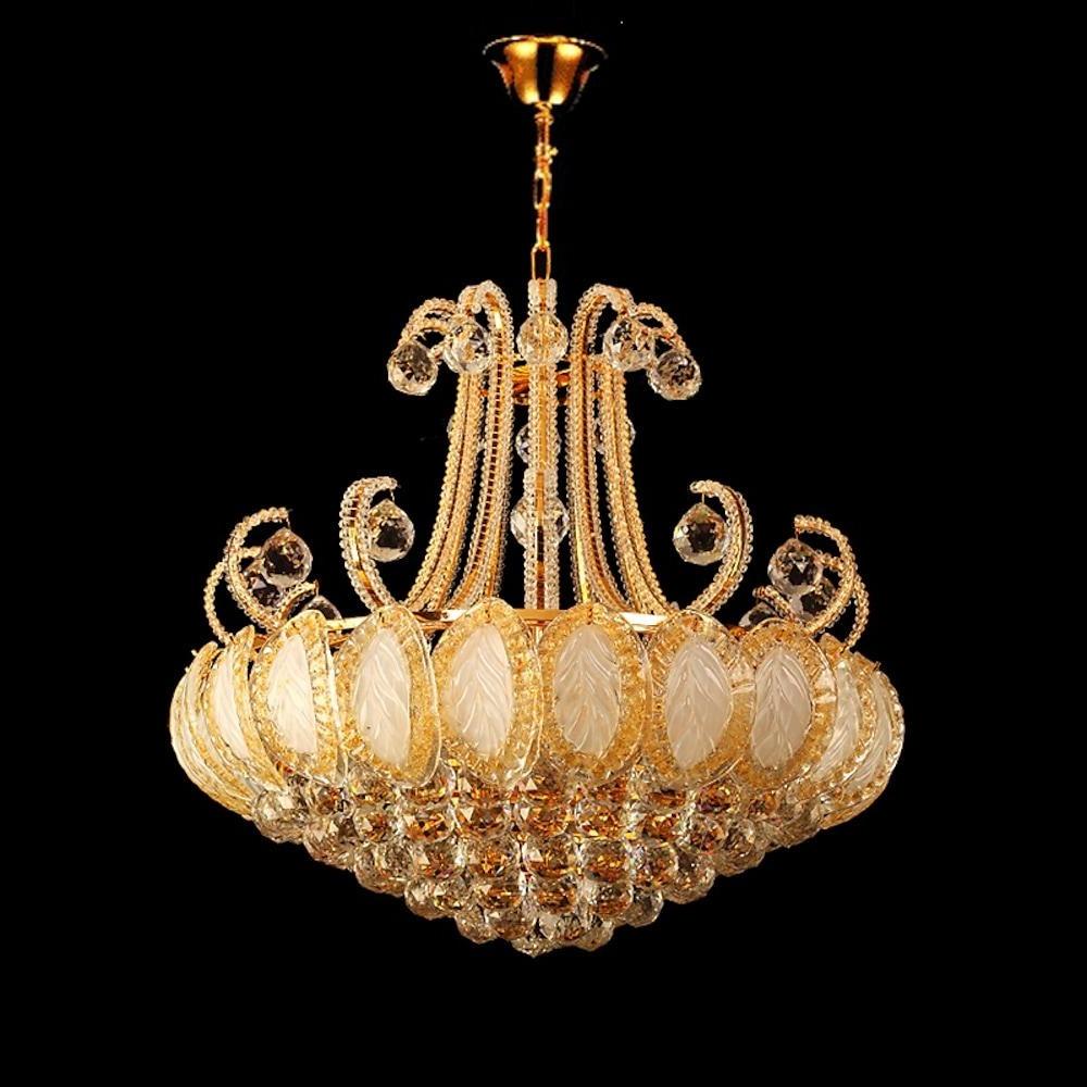 Luxury 8 Light Round Crystal Chandelier for Living Room Vintage Gold Silver Metal Pendant Light Fixture