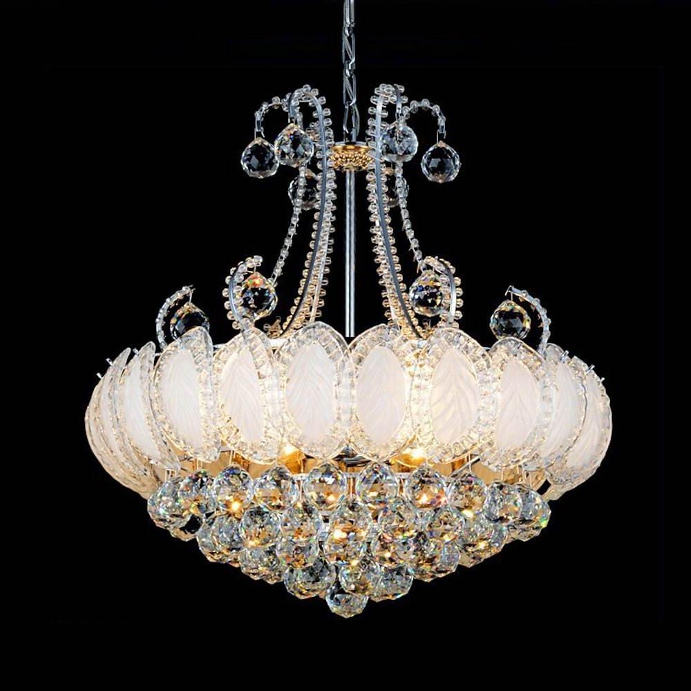 Luxury 8 Light Round Crystal Chandelier for Living Room Vintage Gold Silver Metal Pendant Light Fixture