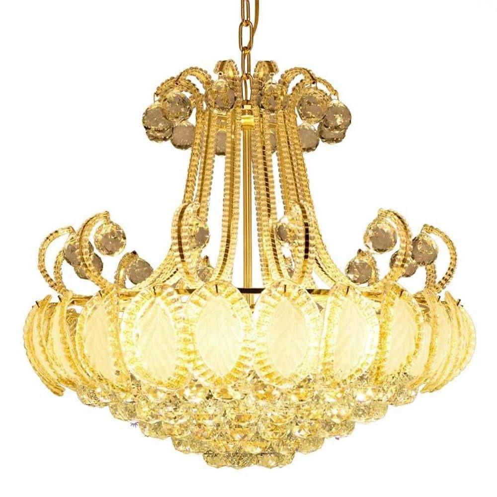 Luxury 8 Light Round Crystal Chandelier for Living Room Vintage Gold Silver Metal Pendant Light Fixture