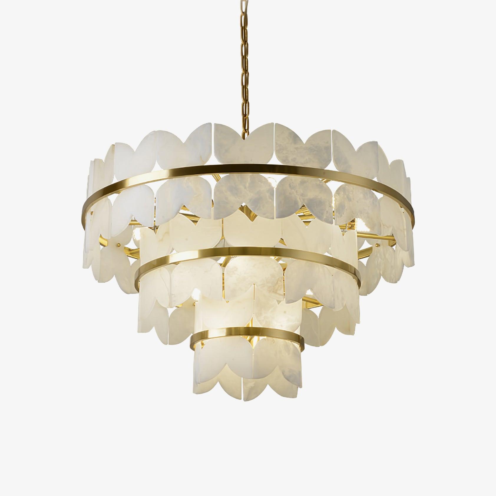 Luxury Alabaster Cloudscape Chandelier Brass Finished Modern Ceiling Pendant Fixture