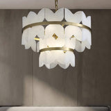 Luxury Alabaster Cloudscape Chandelier Brass Finished Modern Ceiling Pendant Fixture