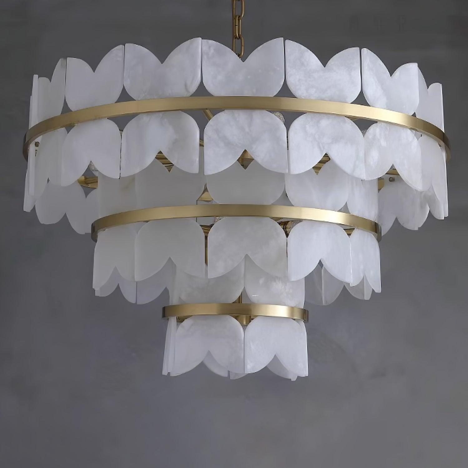 Luxury Alabaster Cloudscape Chandelier Brass Finished Modern Ceiling Pendant Fixture