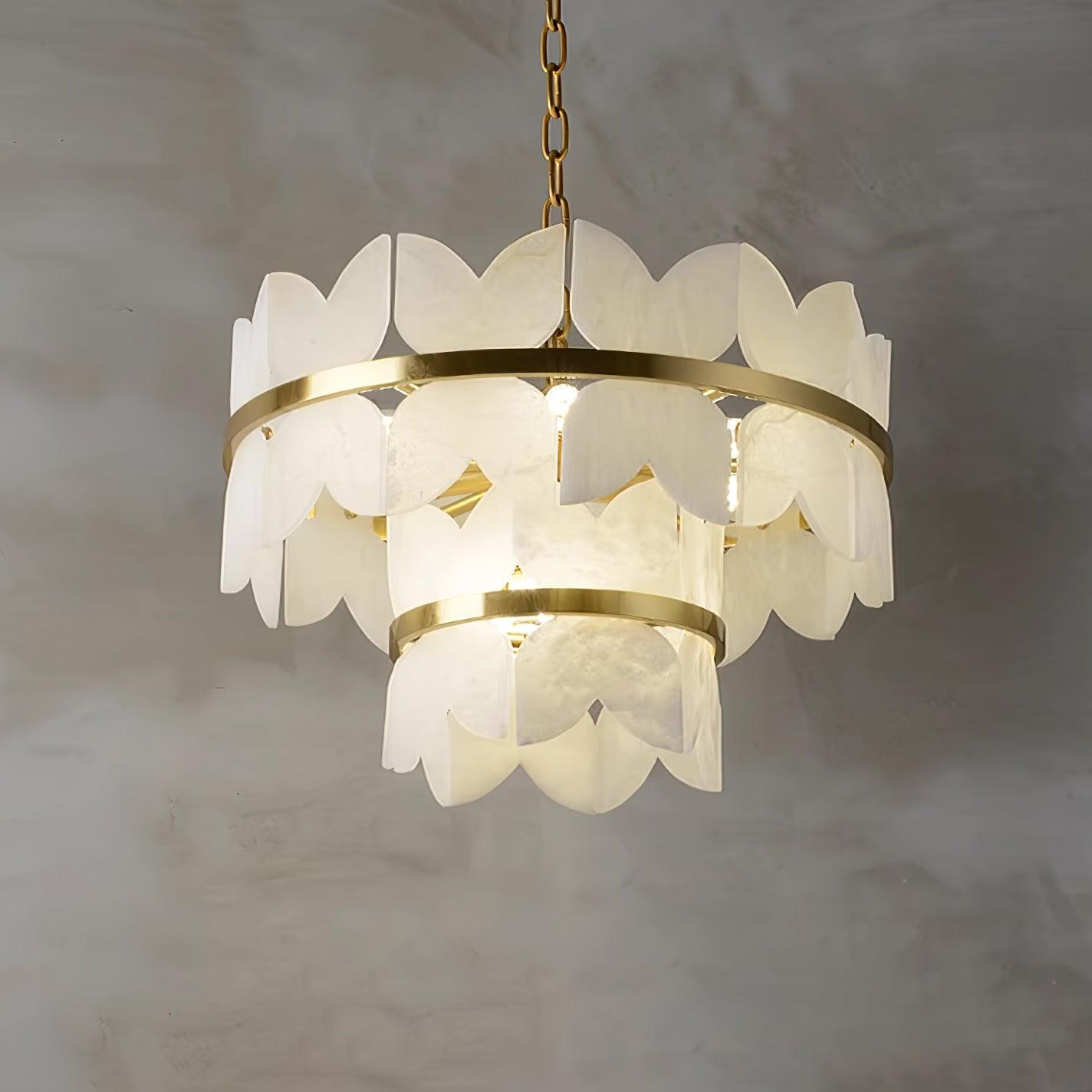 Luxury Alabaster Cloudscape Chandelier Brass Finished Modern Ceiling Pendant Fixture
