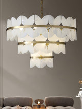 Luxury Alabaster Cloudscape Chandelier Brass Finished Modern Ceiling Pendant Fixture