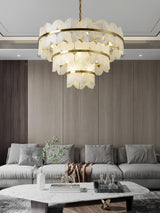 Luxury Alabaster Cloudscape Chandelier Brass Finished Modern Ceiling Pendant Fixture