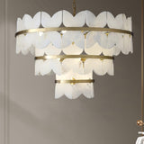 Luxury Alabaster Cloudscape Chandelier Brass Finished Modern Ceiling Pendant Fixture