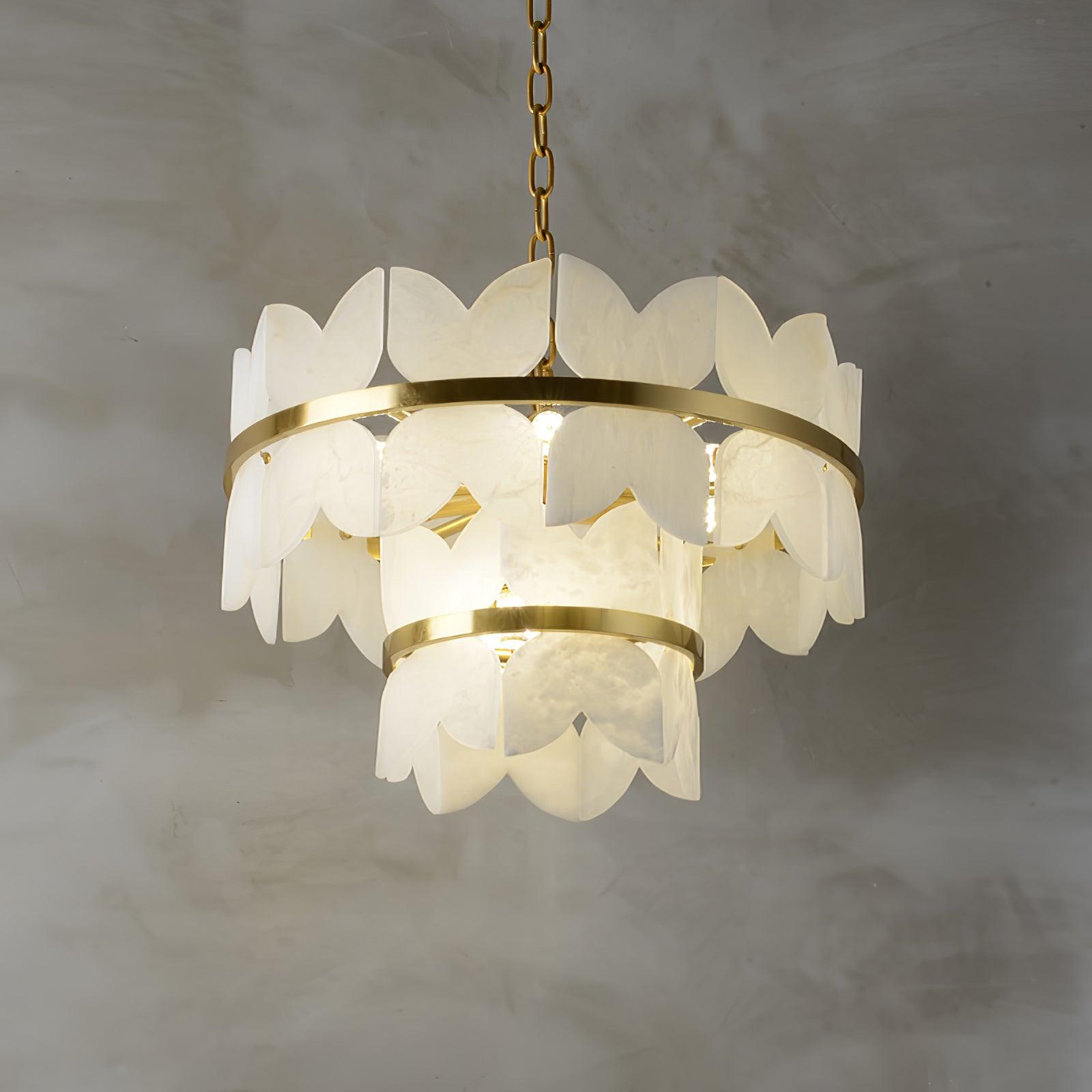Luxury Alabaster Cloudscape Chandelier Brass Finished Modern Ceiling Pendant Fixture