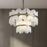 Luxury Alabaster Cloudscape Chandelier Brass Finished Modern Ceiling Pendant Fixture