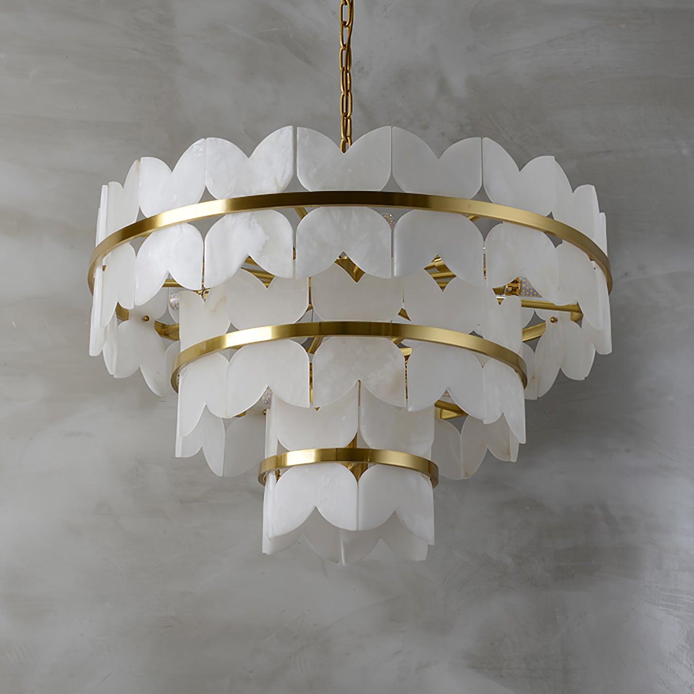 Luxury Alabaster Cloudscape Chandelier Brass Finished Modern Ceiling Pendant Fixture