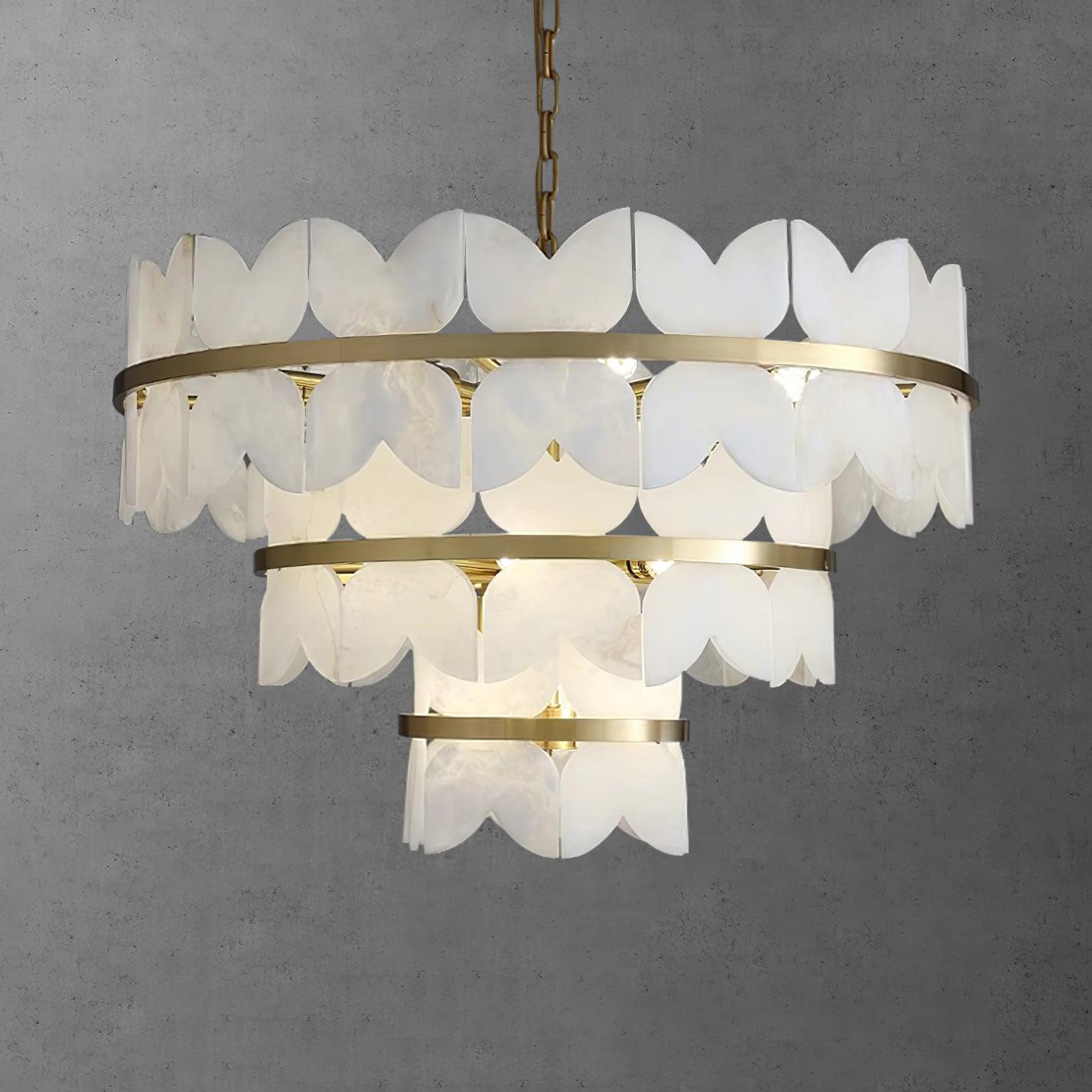 Luxury Alabaster Cloudscape Chandelier Brass Finished Modern Ceiling Pendant Fixture