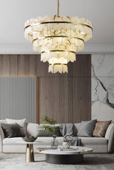 Luxury Alabaster Cloudscape Chandelier Brass Finished Modern Ceiling Pendant Fixture