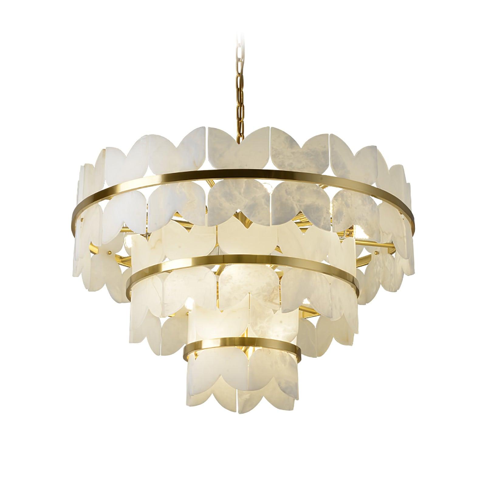 Luxury Alabaster Cloudscape Chandelier Brass Finished Modern Ceiling Pendant Fixture