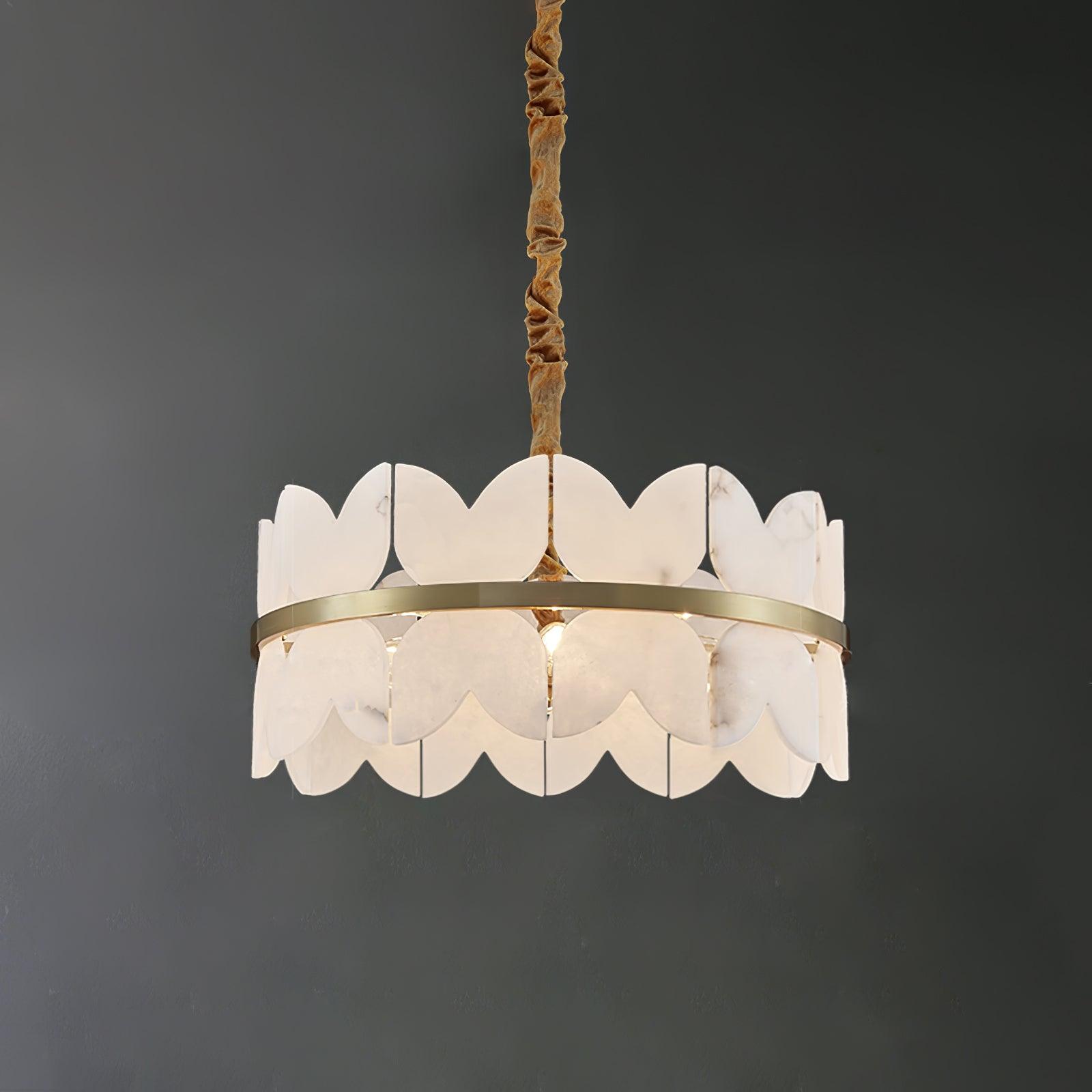 Luxury Alabaster Cloudscape Chandelier Brass Finished Modern Ceiling Pendant Fixture