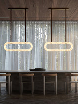 Luxury Alabaster Ring Chandelier with Brown Leather Straps and Integrated LED