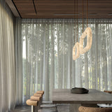 Luxury Alabaster Ring Chandelier with Brown Leather Straps and Integrated LED