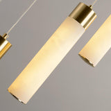 Luxury Alabaster Stone Cylinder Pendant Chandelier with Brass Fittings for Grand Entryways