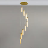 Luxury Alabaster Stone Cylinder Pendant Chandelier with Brass Fittings for Grand Entryways