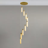 Luxury Alabaster Stone Cylinder Pendant Chandelier with Brass Fittings for Grand Entryways