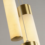 Luxury Alabaster Stone Cylinder Pendant Chandelier with Brass Fittings for Grand Entryways