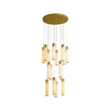 Luxury Alabaster Stone Cylinder Pendant Chandelier with Brass Fittings for Grand Entryways