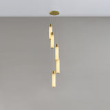 Luxury Alabaster Stone Cylinder Pendant Chandelier with Brass Fittings for Grand Entryways
