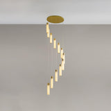 Luxury Alabaster Stone Cylinder Pendant Chandelier with Brass Fittings for Grand Entryways