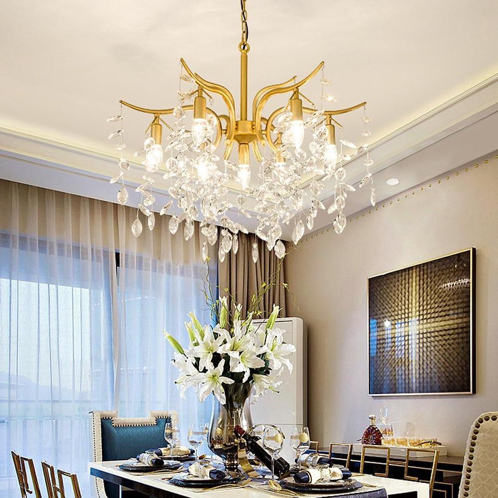 Luxury Antique Crystal 7 Light LED Artistic Chandelier for Kitchen Island and Dining Room