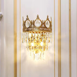 Luxury Antique Crystal Wall Sconce Set of 2 Brass and Glass Droplet Indoor Lighting Fixtures