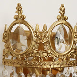 Luxury Antique Crystal Wall Sconce Set of 2 Brass and Glass Droplet Indoor Lighting Fixtures