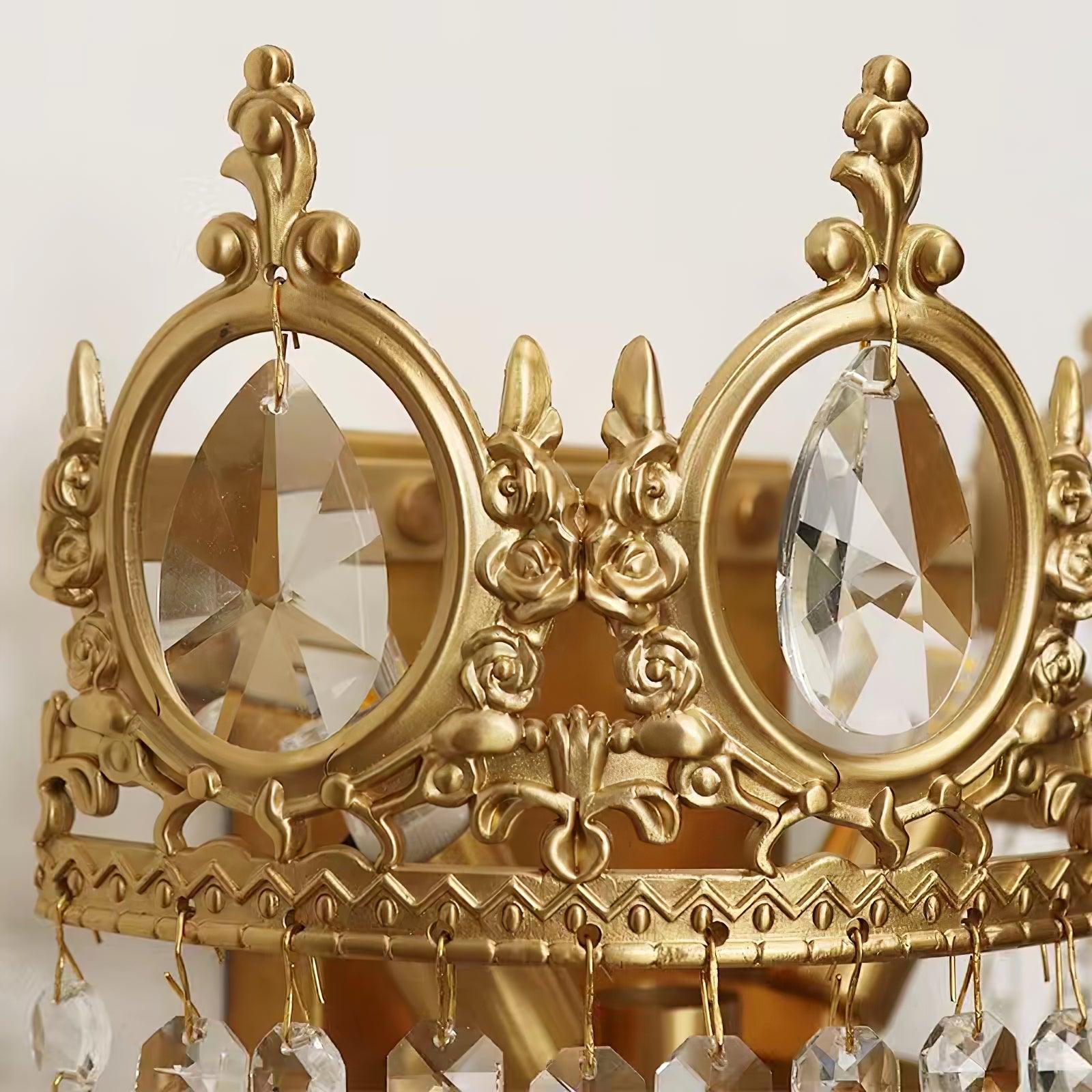 Luxury Antique Crystal Wall Sconce Set of 2 Brass and Glass Droplet Indoor Lighting Fixtures