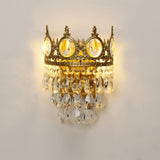 Luxury Antique Crystal Wall Sconce Set of 2 Brass and Glass Droplet Indoor Lighting Fixtures