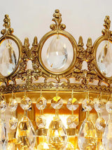 Luxury Antique Crystal Wall Sconce Set of 2 Brass and Glass Droplet Indoor Lighting Fixtures