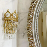 Luxury Antique Crystal Wall Sconce Set of 2 Brass and Glass Droplet Indoor Lighting Fixtures