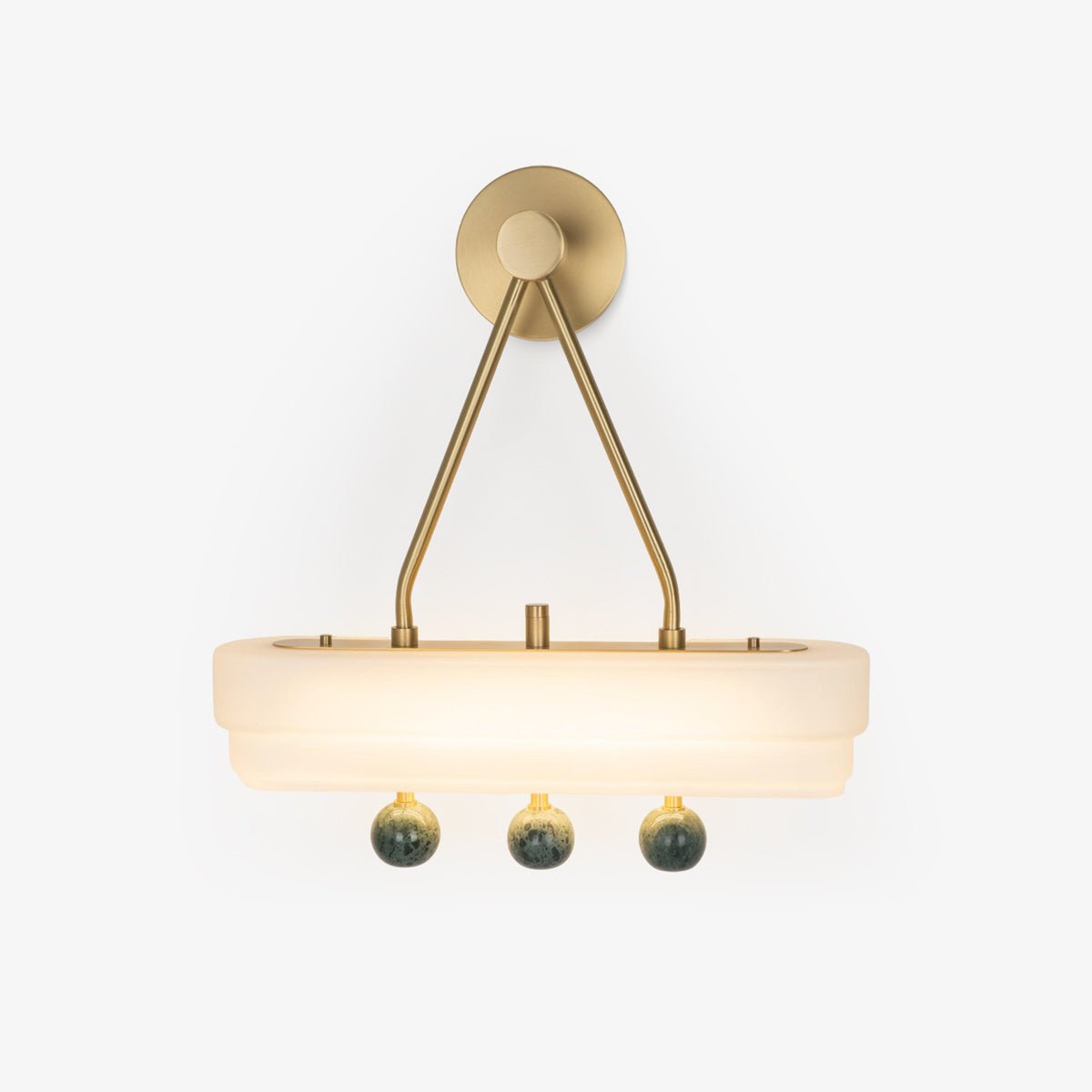 Luxury Art Deco Spate Wall Sconce with Marble Spheres and Opal Glass Shade