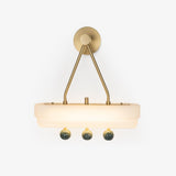 Luxury Art Deco Spate Wall Sconce with Marble Spheres and Opal Glass Shade