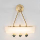 Luxury Art Deco Spate Wall Sconce with Marble Spheres and Opal Glass Shade