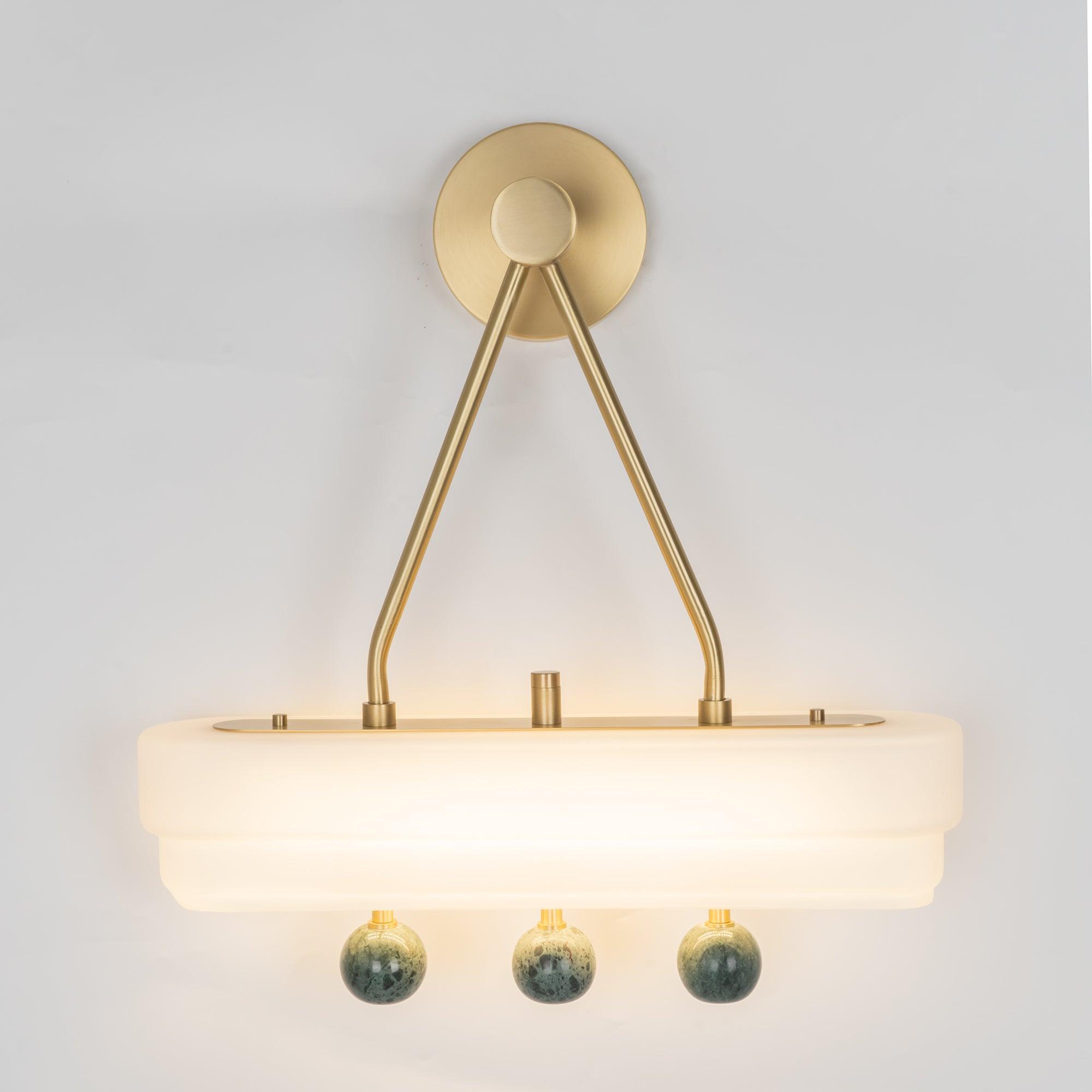 Luxury Art Deco Spate Wall Sconce with Marble Spheres and Opal Glass Shade