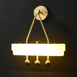 Luxury Art Deco Spate Wall Sconce with Marble Spheres and Opal Glass Shade