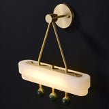 Luxury Art Deco Spate Wall Sconce with Marble Spheres and Opal Glass Shade