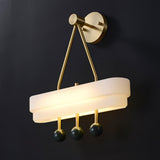 Luxury Art Deco Spate Wall Sconce with Marble Spheres and Opal Glass Shade