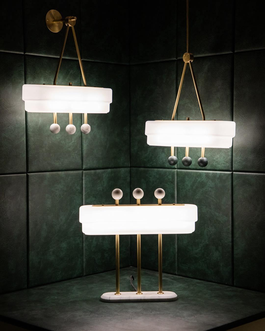 Luxury Art Deco Spate Wall Sconce with Marble Spheres and Opal Glass Shade