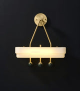 Luxury Art Deco Spate Wall Sconce with Marble Spheres and Opal Glass Shade
