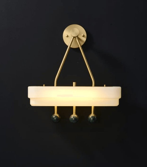 Luxury Art Deco Spate Wall Sconce with Marble Spheres and Opal Glass Shade