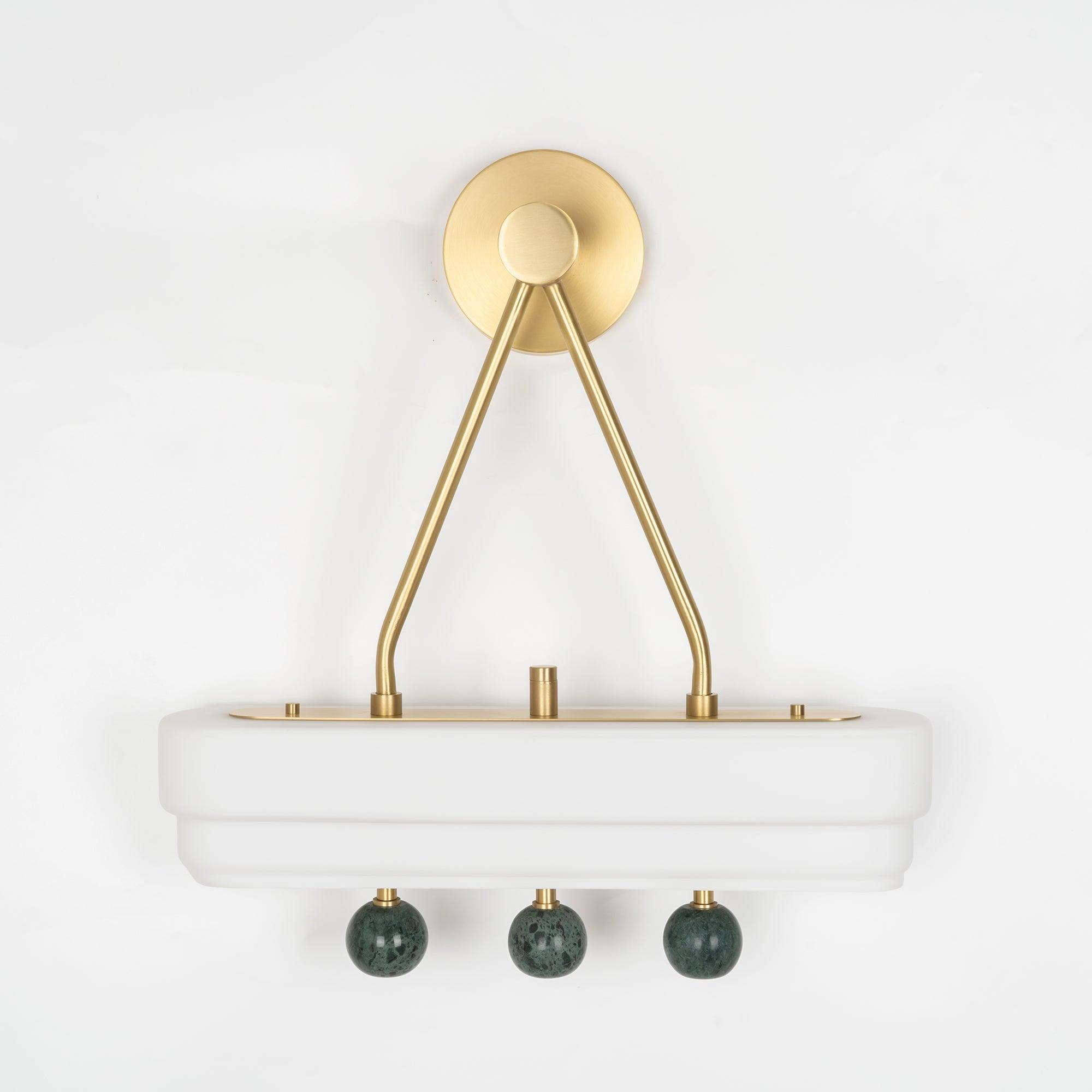 Luxury Art Deco Spate Wall Sconce with Marble Spheres and Opal Glass Shade