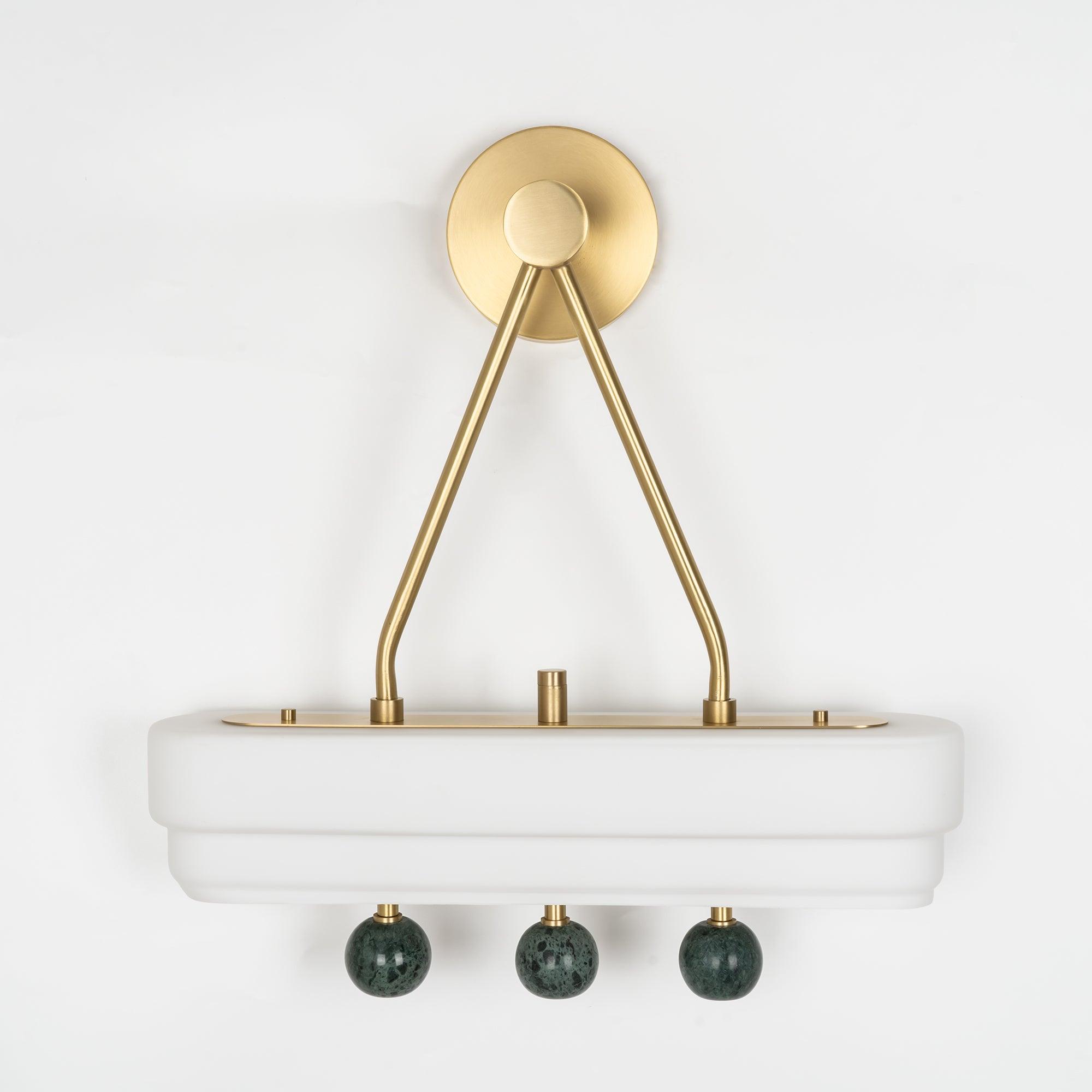 Luxury Art Deco Spate Wall Sconce with Marble Spheres and Opal Glass Shade