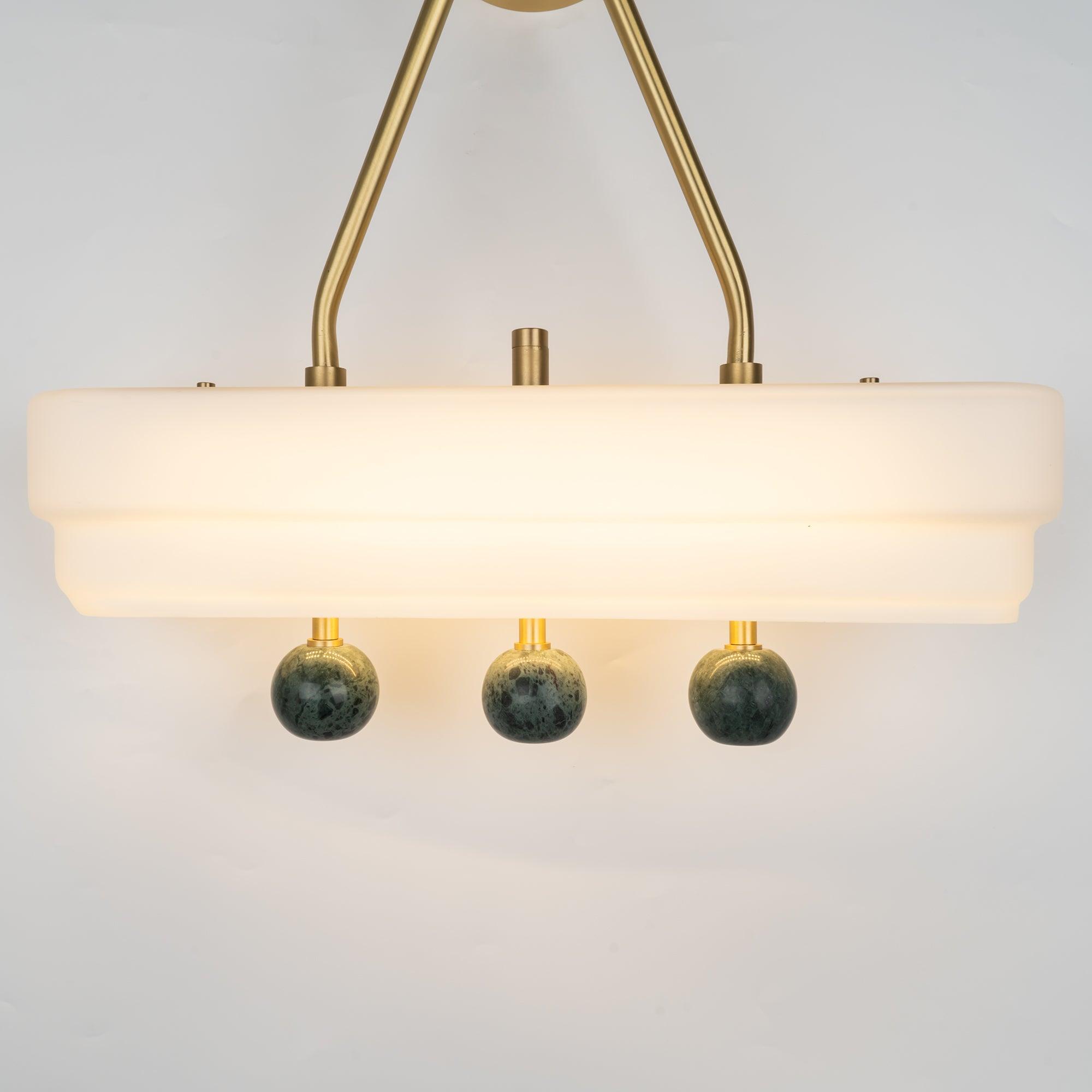 Luxury Art Deco Spate Wall Sconce with Marble Spheres and Opal Glass Shade