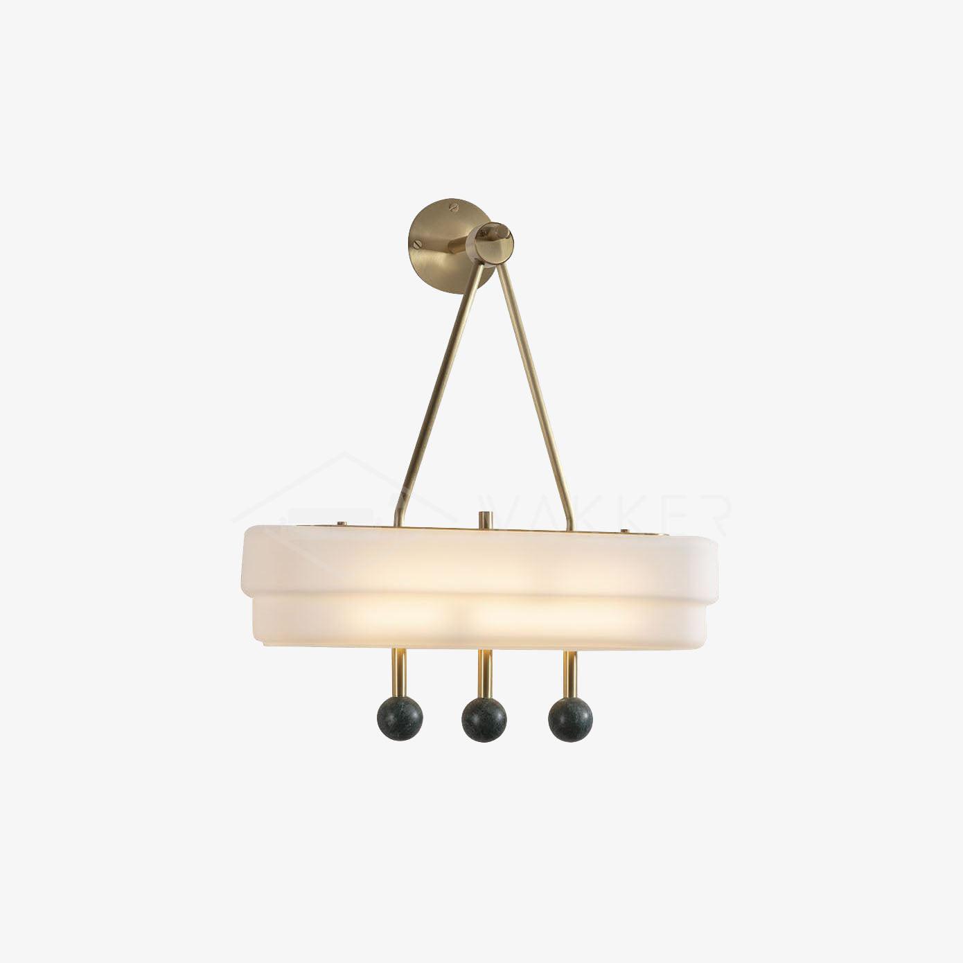 Luxury Art Deco Spate Wall Sconce with Marble Spheres and Opal Glass Shade