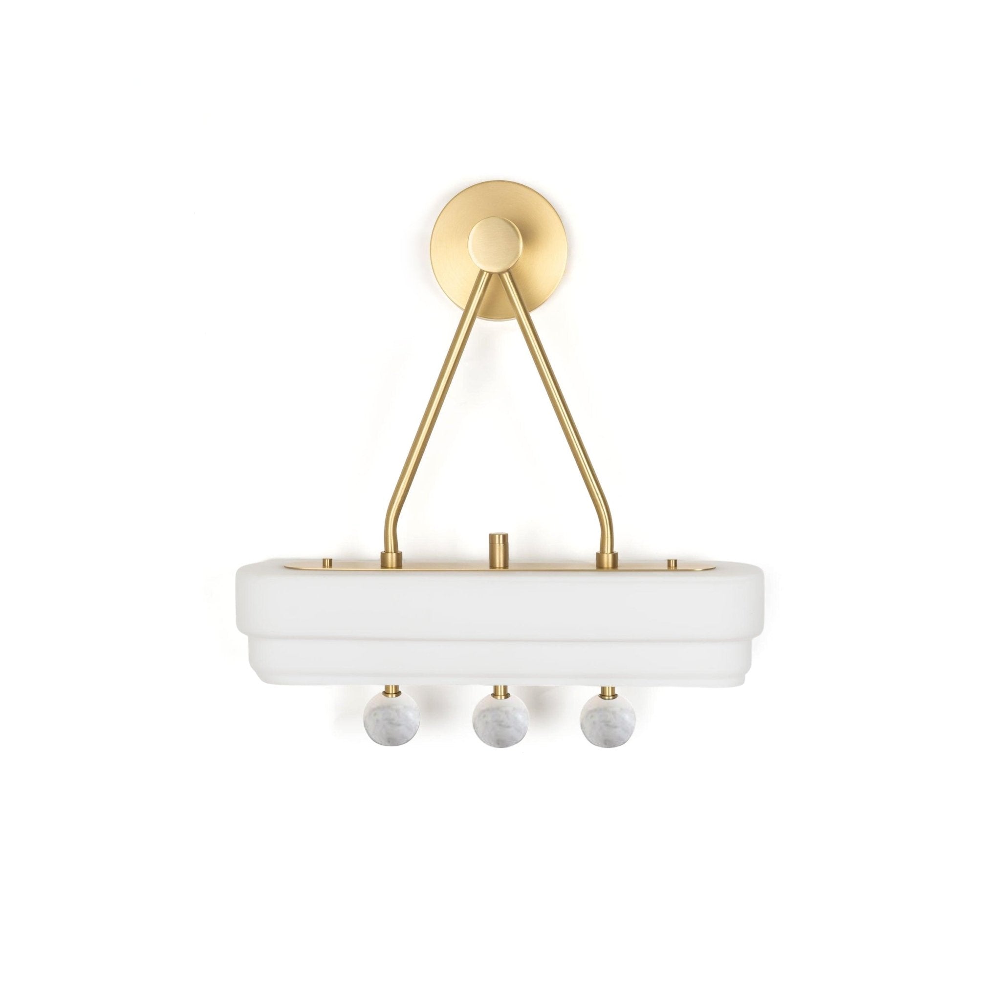 Luxury Art Deco Spate Wall Sconce with Marble Spheres and Opal Glass Shade